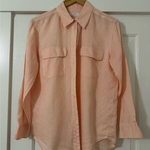Equipment Light Coral Linen Collared Shirt